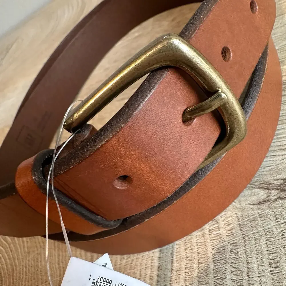 Gap Men's Leather Belt Brown Cognac Gold Tone 42